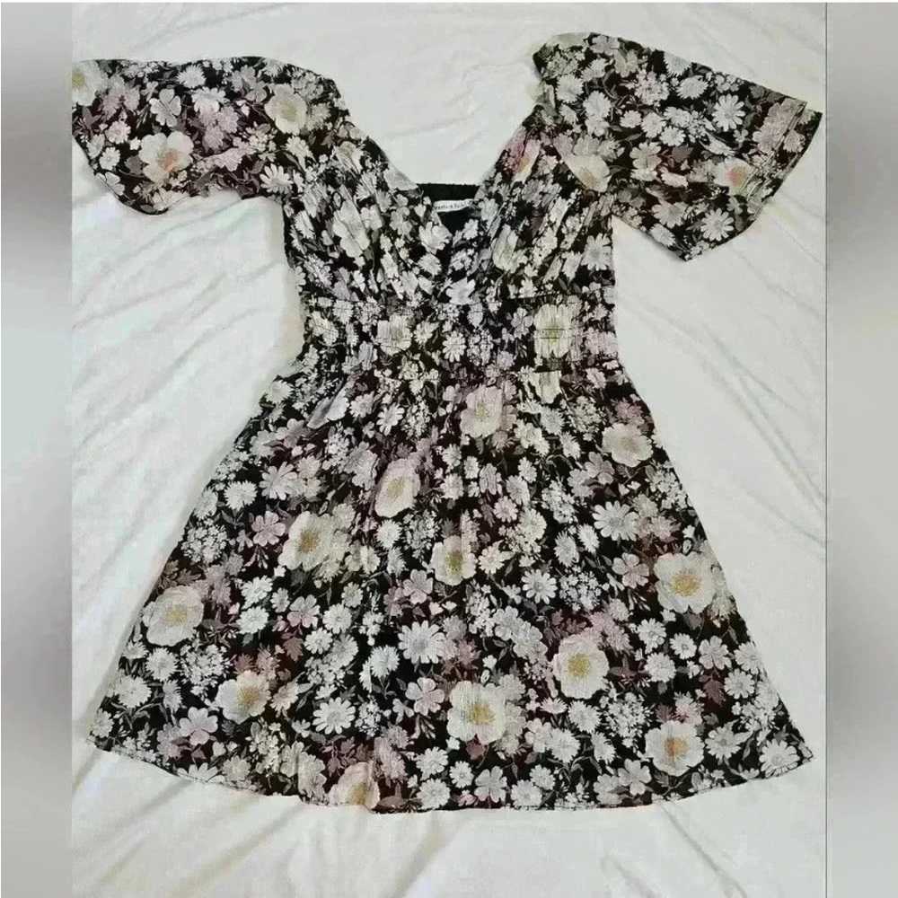 Abercrombie & Fitch Angel Sleeve Smocked Waist Mini Dress